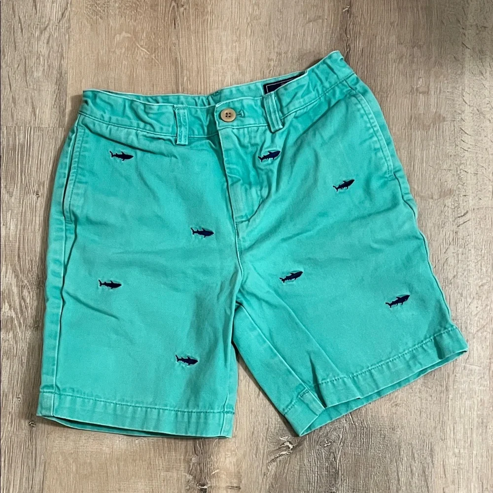Vineyard Vines Kids Teal Shark Embroidered Shorts Size 7 POPULAR ITEM